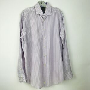 TailorByrd Men's L Striped‎ Cotton Dress Shirt Button Front Long Sleeve